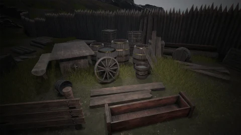 中世纪乡村木制道具 - Medieval Series: Village Wooden Props