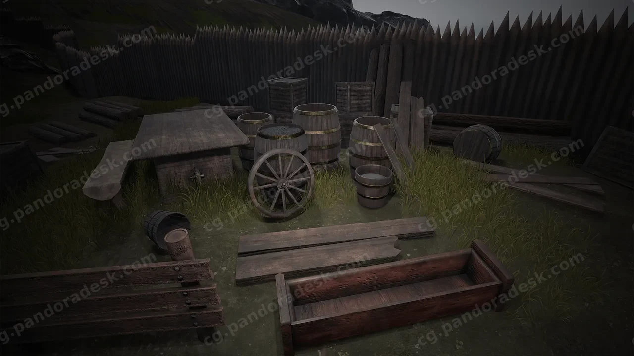 中世纪乡村木制道具 - Medieval Series: Village Wooden Props
