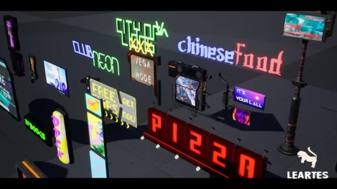 赛博朋克广告牌/标志套装 - Cyberpunk Billboards Signs Set ( 35 Unique Pieces )