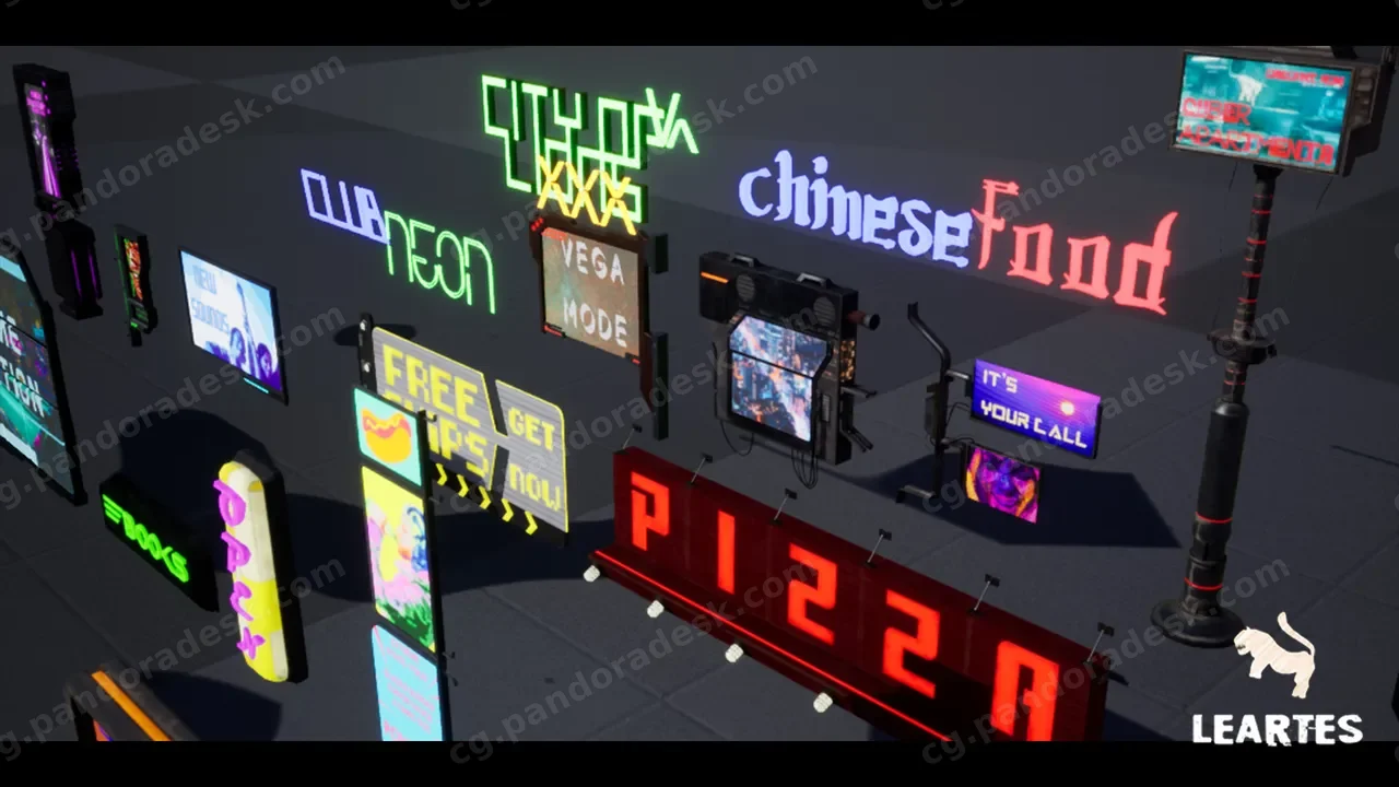 赛博朋克广告牌/标志套装 - Cyberpunk Billboards Signs Set ( 35 Unique Pieces )