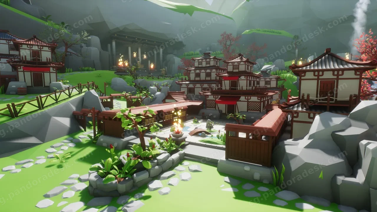 风格化日本建筑-Lowpoly Style Asia Environment