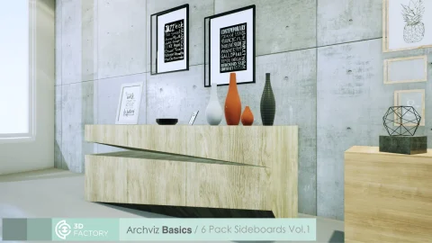 包餐具柜模型 ArchViz Basics - 6 Pack Sideboards