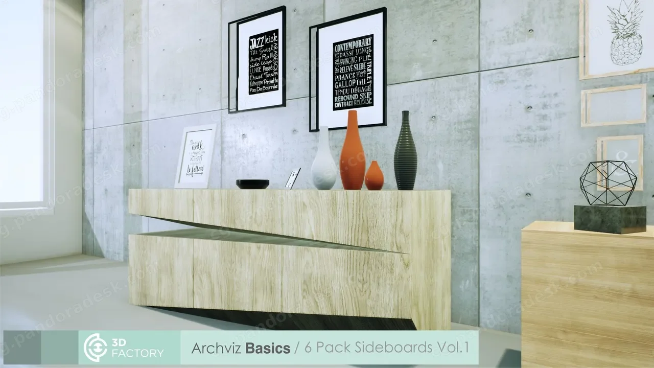 包餐具柜模型 ArchViz Basics - 6 Pack Sideboards