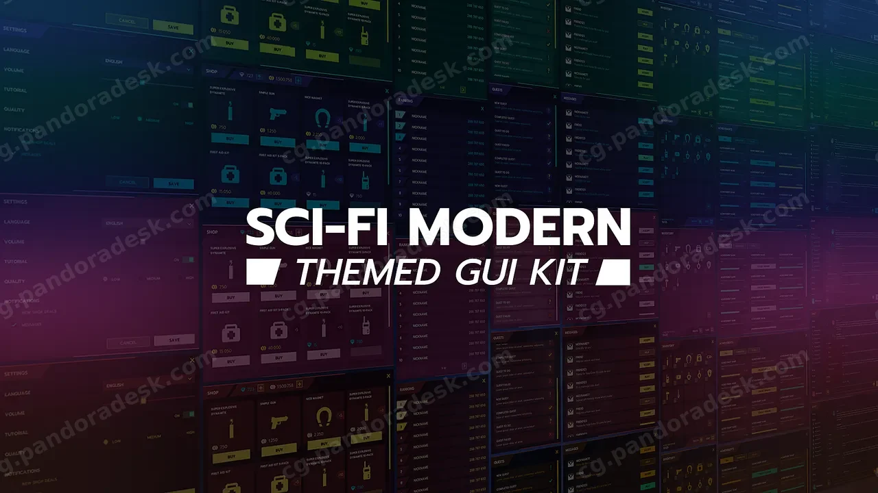 科幻/现代平面主题 GUI/UI 套件 - 6 个主题 + PSD、AI 源 - Scifi / Modern flat themed GUI / UI kit - 6 themes + PSD, AI sources