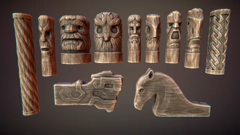 木制雕像 - Wooden statues