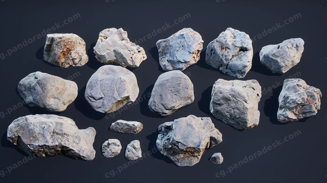 扫描岩石模型 - Photogrammetry 3D Scan Stone Pack VOL 1