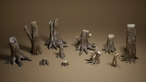 植物 VOL.37 - 树桩 Foliage VOL.37- Tree Stumps (NANITE + LOW POLY)