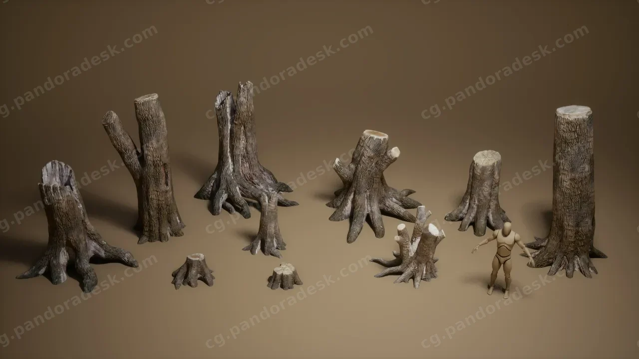 植物 VOL.37 - 树桩 Foliage VOL.37- Tree Stumps (NANITE + LOW POLY)