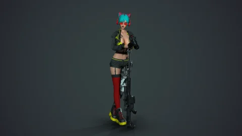 赛博朋克狙击手女孩 Cyberpunk Sniper Girl