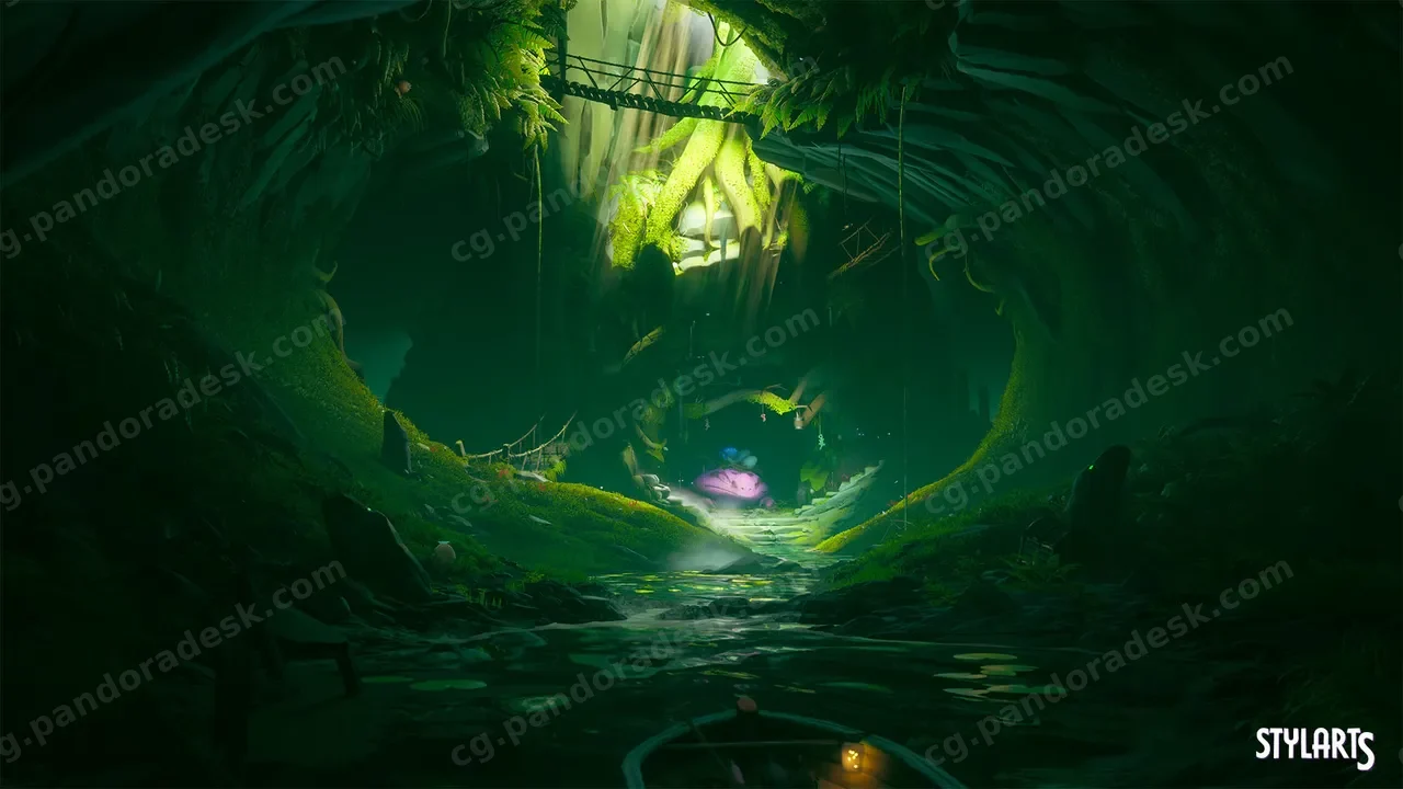 风格化奇幻岩洞山洞场景 Stylized Waterways
