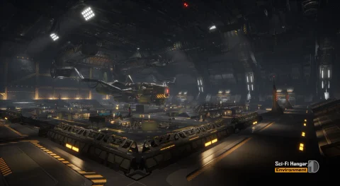 3A级大型科幻机库场景-Sci-Fi Hangar