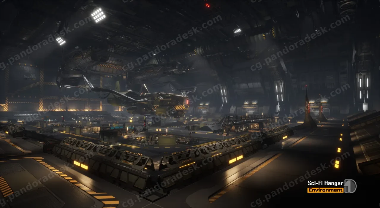 3A级大型科幻机库场景-Sci-Fi Hangar