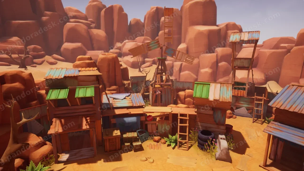 风格化荒地前哨-Lowpoly Wasteland Outpost