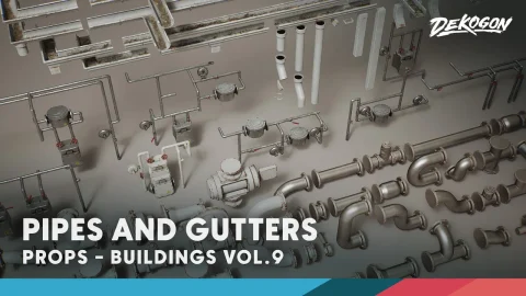 模块化管道和排水沟 - Buildings VOL.9 - Modular Pipes & Gutters (Nanite & Low Poly)