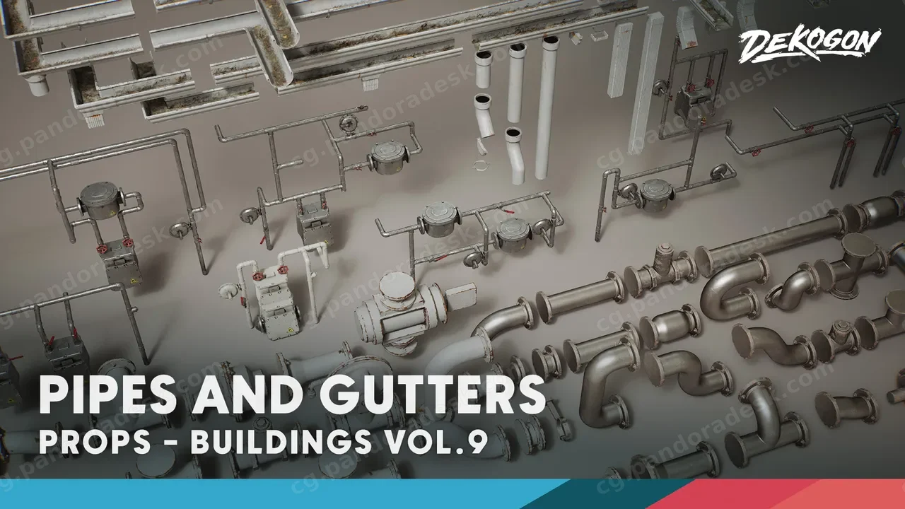 模块化管道和排水沟 - Buildings VOL.9 - Modular Pipes & Gutters (Nanite & Low Poly)