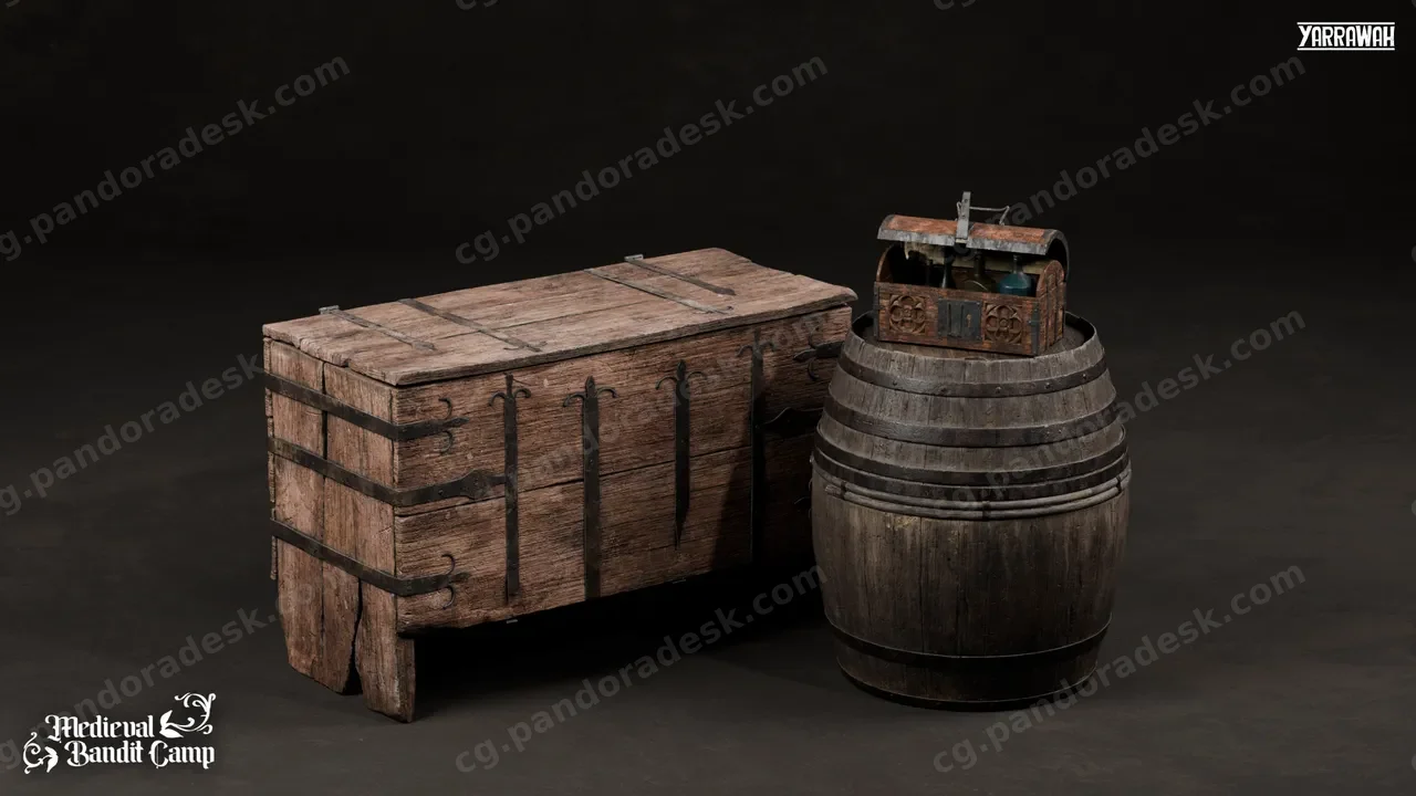 中世纪道具合集 第4卷——可拾取木箱 Medieval Props Vol. 4 - Wooden Chests (Lootable)