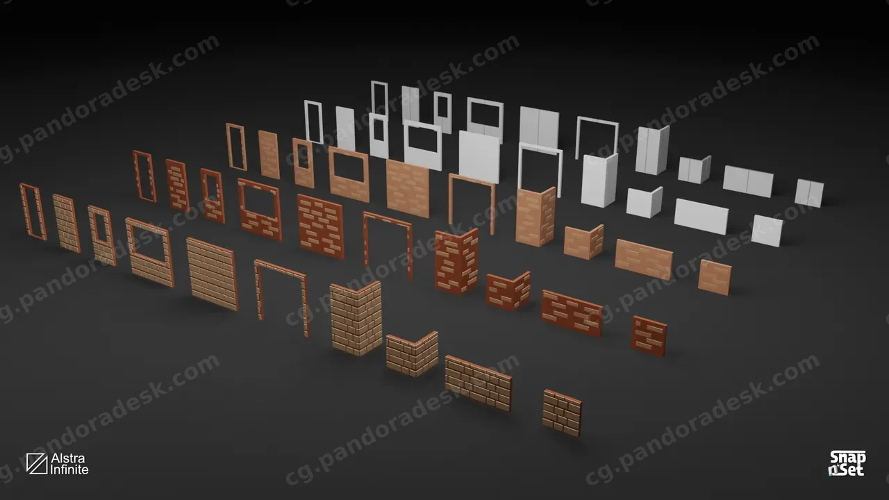 模块化建筑套件 - 低面 - Modular Building Set - Low Poly