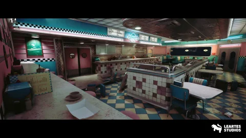 美食餐厅环境场景 Rino's Diner Environment