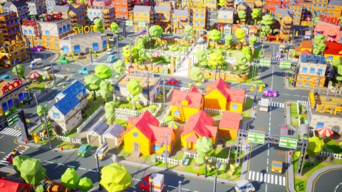 现代城镇-Low Poly Town