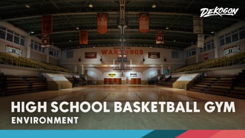 高中篮球体育馆-High School Basketball Gym - (Day/Night/Afternoon/Midnight Lighting)
