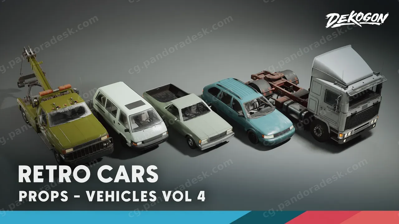 车辆第四卷 - 复古汽车(低多边形)Vehicles VOL.4 - Retro Cars (Low Poly)