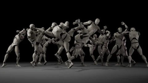战斗动画 - 跆拳道和泰拳-Combat animations - Kickboxing and Muay Thai V2