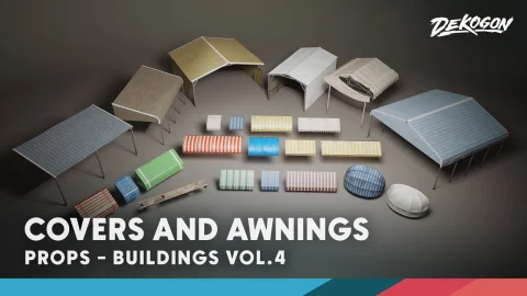 覆盖物和遮阳篷 - Buildings VOL.4 - Covers and Awnings (Nanite and Low Poly)