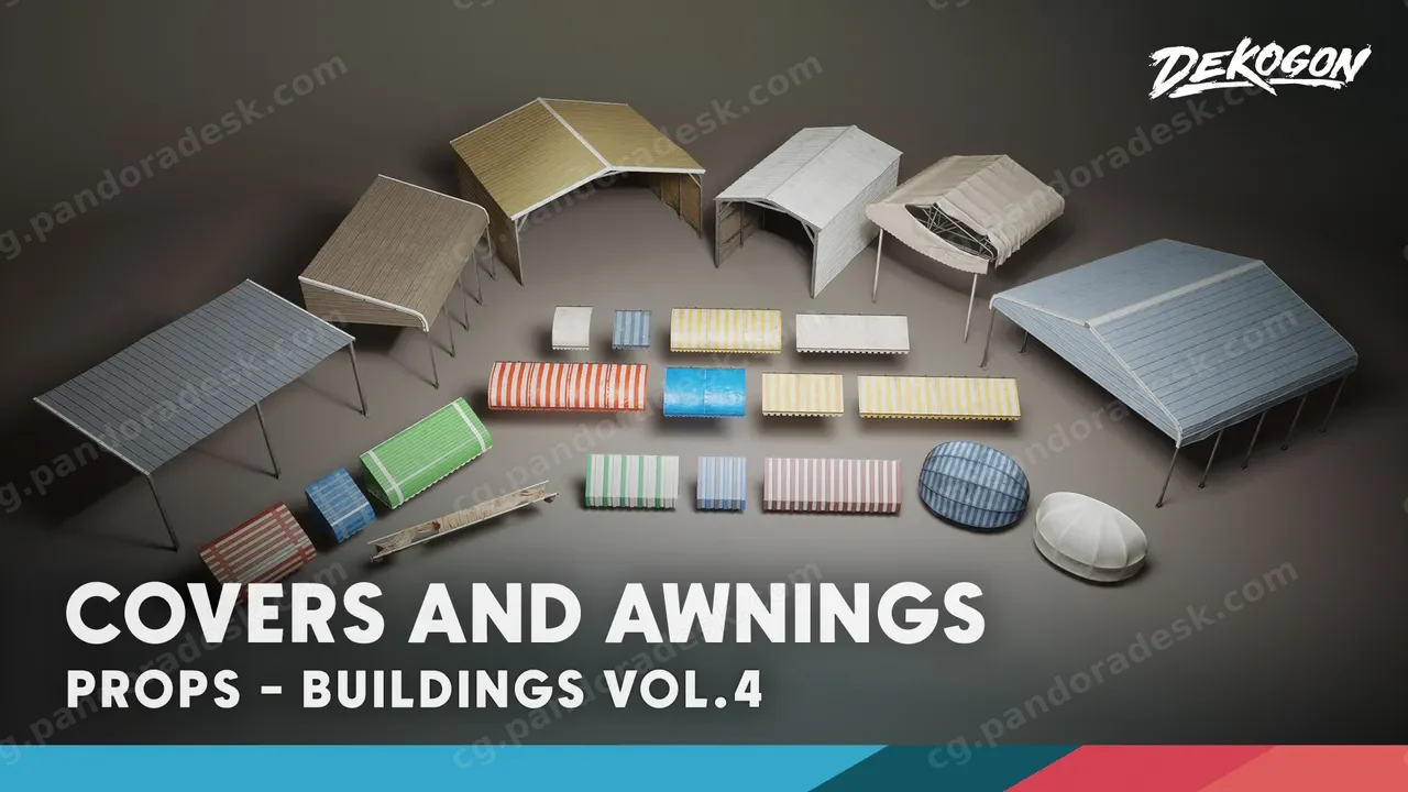 覆盖物和遮阳篷 - Buildings VOL.4 - Covers and Awnings (Nanite and Low Poly)