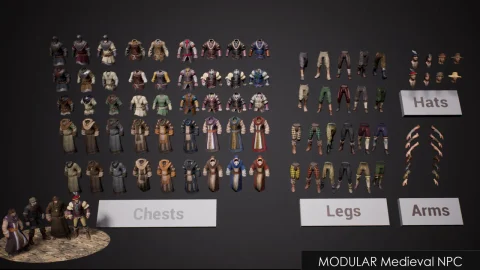 模块化中世纪非玩家角色 - 数字人类 - 男性_女性 Modular Medieval NPC - Metahuman - Male_Female
