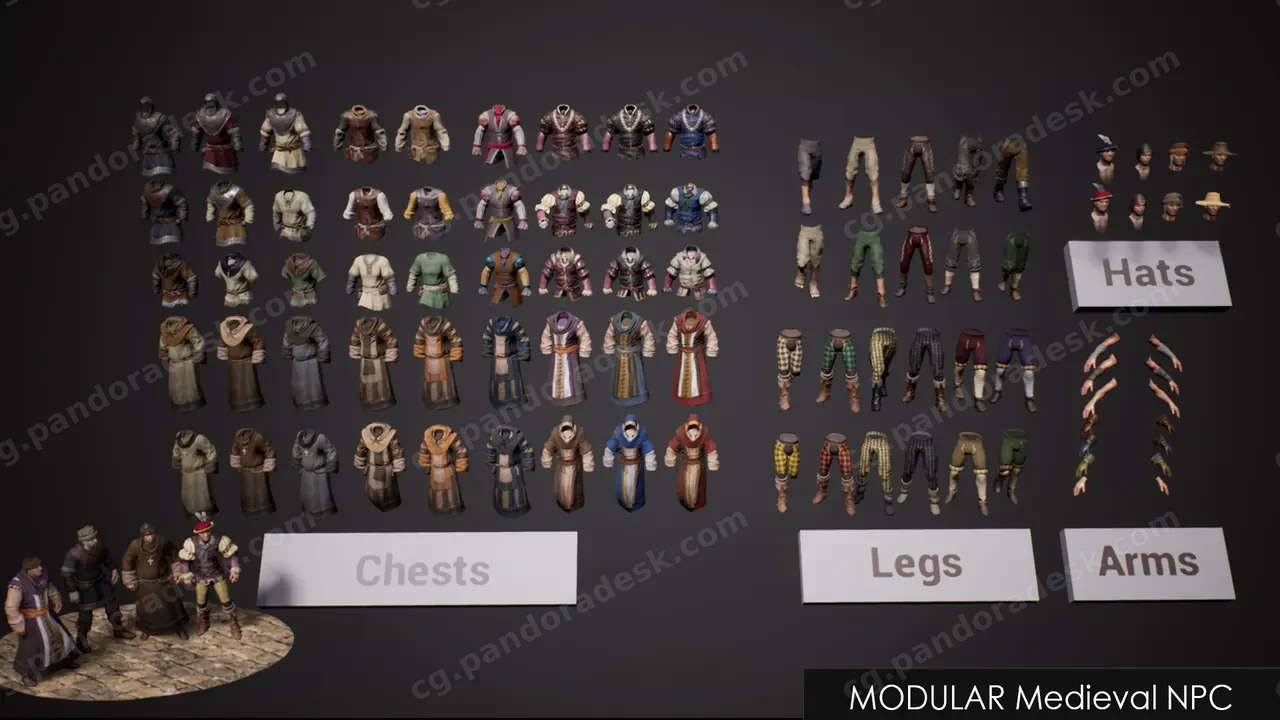 模块化中世纪非玩家角色 - 数字人类 - 男性_女性 Modular Medieval NPC - Metahuman - Male_Female