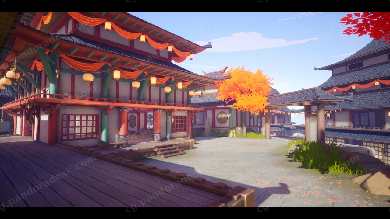 风格化日本寺庙场景-Stylized Japanese Temple