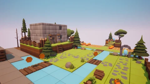 卡通低多边形3D立方体世界 - Cartoon Low Poly 3D Cube World