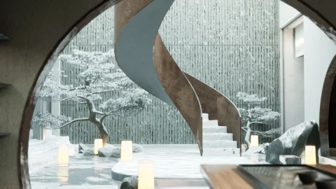 四季茶馆品茶室场景 - Tea house - four seasons