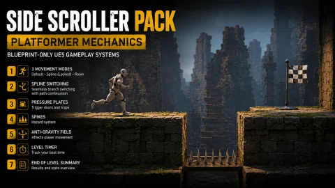 横版卷轴资源包——平台跳跃游戏机制 Side Scroller Pack – Platformer Mechanics