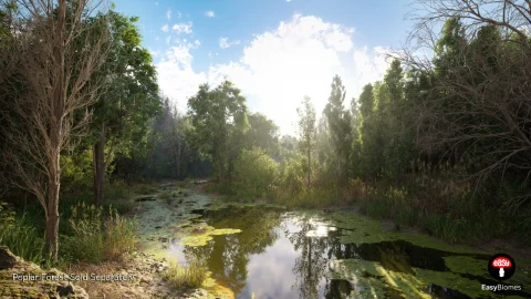 PCG生物群落：河流生成器（交互式树叶、树木、水、风系统） - PCG Biome River Generator (Interactive Foliage, Tree, Water, Wind System)