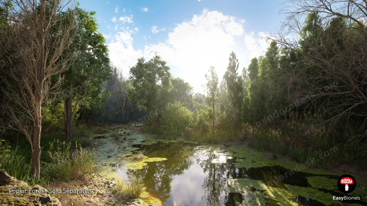 PCG生物群落:河流生成器(交互式树叶、树木、水、风系统) - PCG Biome River Generator (Interactive Foliage, Tree, Water, Wind System)