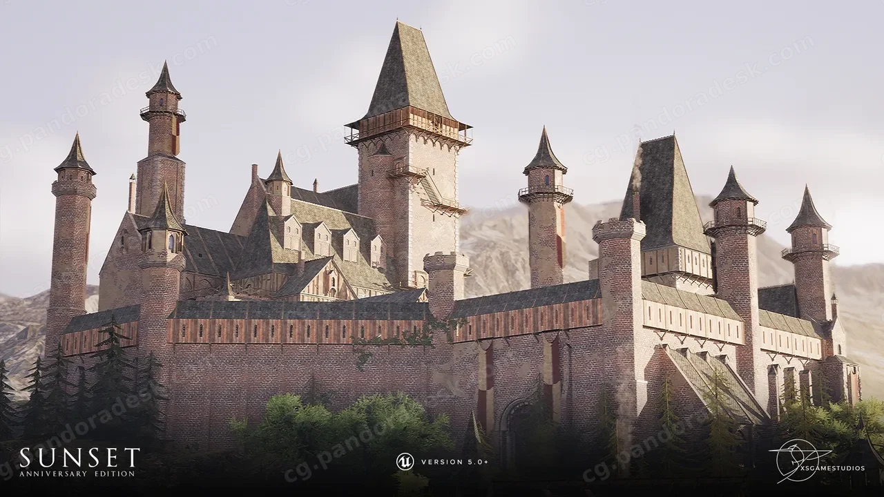 中世纪城堡城镇-Sunset - Modular Medieval Brick Buildings