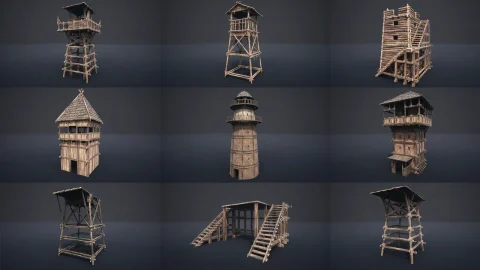 中世纪瞭望塔与平台 - 版本1 Medieval Watchtowers and Platforms - v1