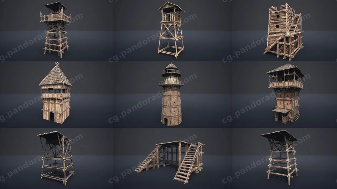 中世纪瞭望塔与平台 - 版本1 Medieval Watchtowers and Platforms - v1