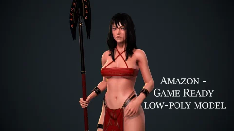 亚马逊女战士-Amazon Female Warrior, Native Knight Realistic Girl MMORPG Stylized Character