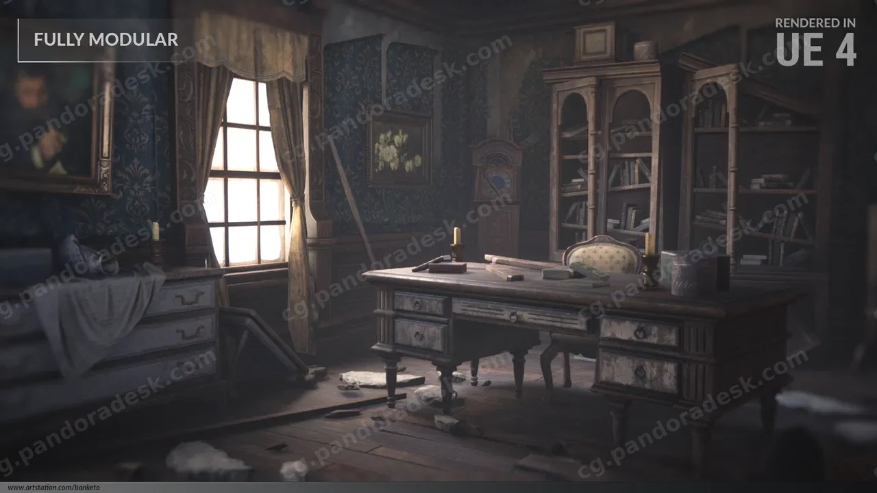 废弃的欧式豪宅-Abandoned Mansion _ Fully Modular Asset Pack