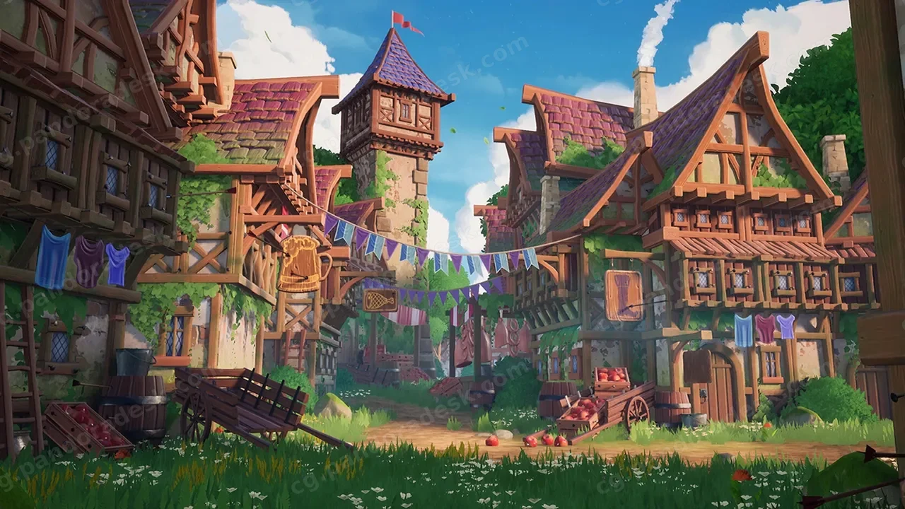 美丽的风格化中世纪小镇 - Modular Stylized Medieval Town