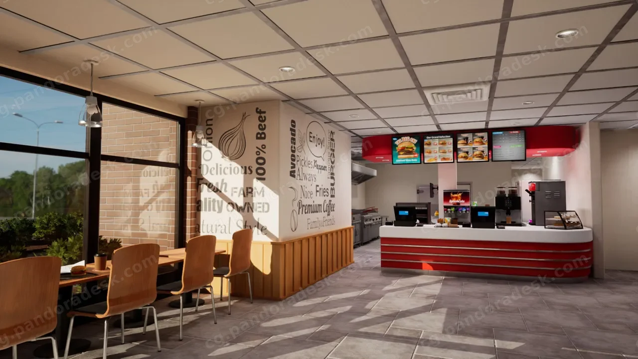 美式快餐店环境模型场景 Fast Food Restaurant