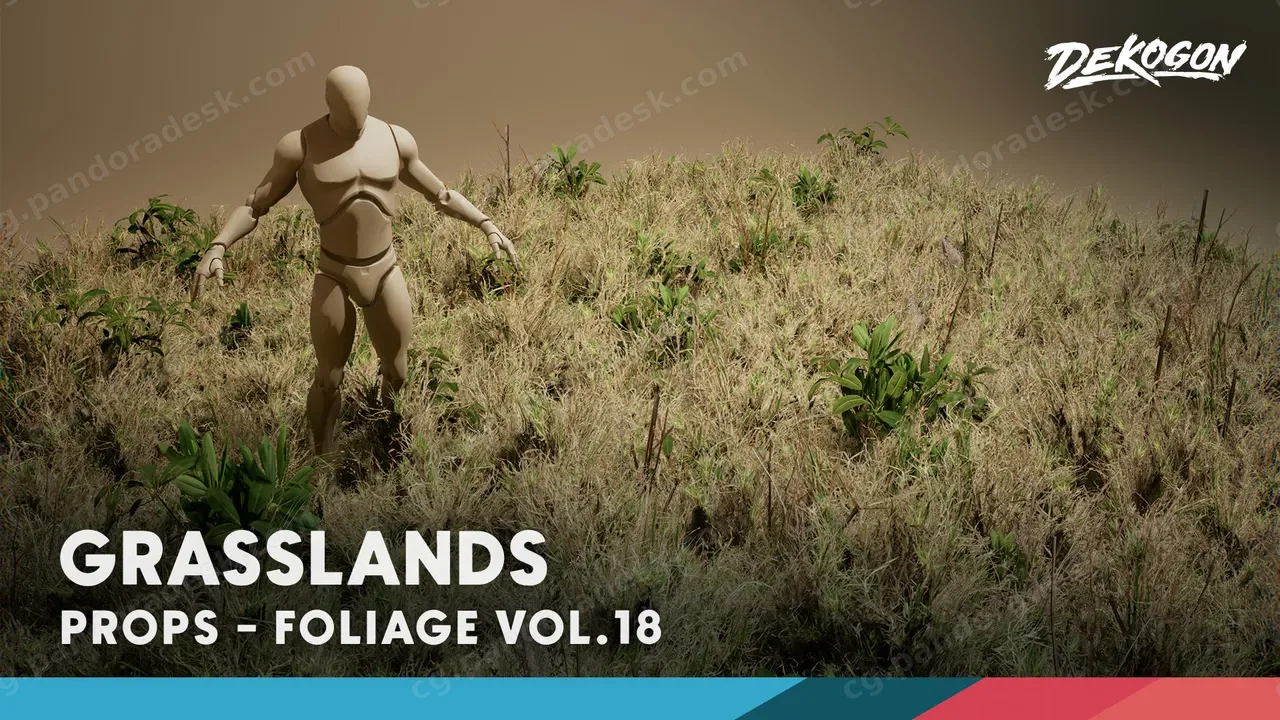 植物群第18卷 - 草原(低多边形) Foliage VOL.18 - Grasslands (Low Poly)